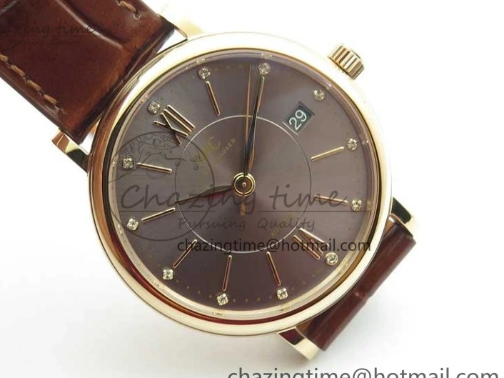 MIROTIME 0429 Portofino 37mm RG V7F 1:1 Best Edition Gray Dial on Deep Brown Leather Strap A SunProtective 7090